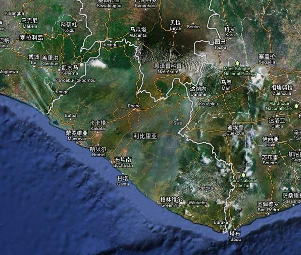 利比里亚卫星地图