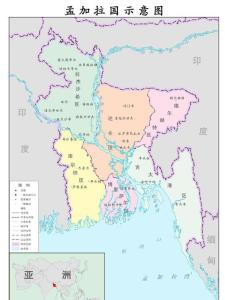 孟加拉人民共和国行政区划示意图