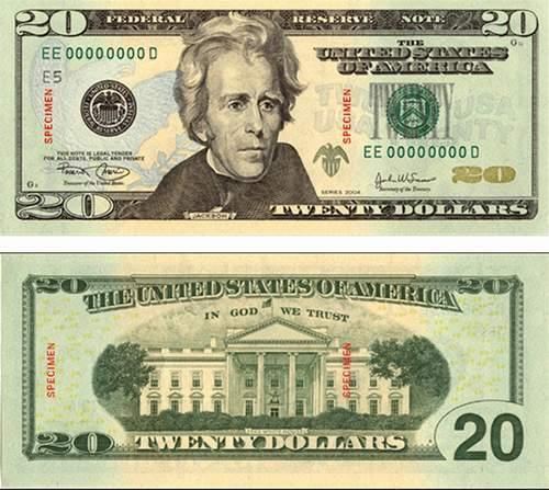 最新版20美元纸币正面就是:安德鲁·杰克逊