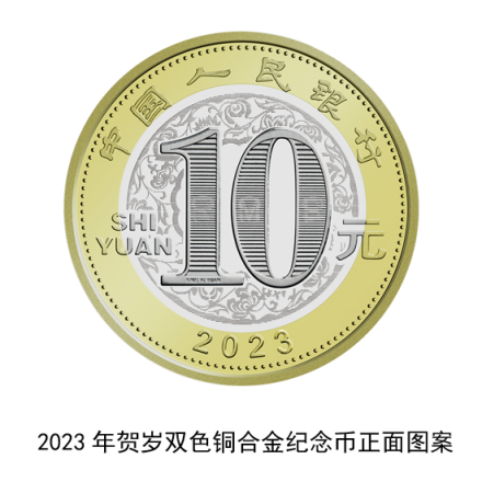 2023年贺岁双色铜合金纪念币正面图案